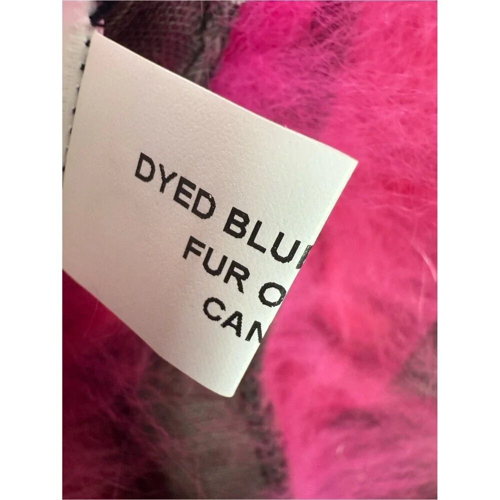 Blue fox skin scarf dyed fur pink Fuchsia Leopard-Print Fur Trim circle scarve